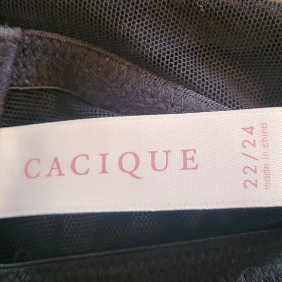 Cacique purple and black lacey and see-through mesh one-piece teddy EUC sz 22/24 - Picture 5 of 6